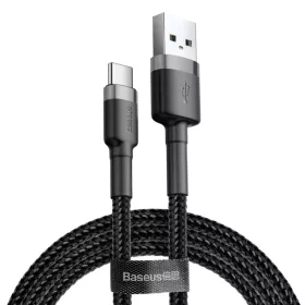   Baseus Cafule Nylon harisnyázott USB/USB-Type C kábel QC3.0 2A 3m fekete