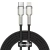 Baseus Cafule Metal nylon harisnyázott USB Type-C/ Lightning kábel PD 20W 2m fekete (CATLJK-B01)