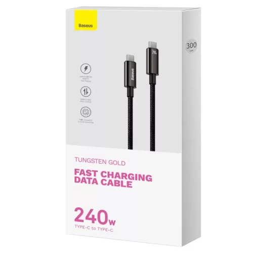 Baseus Tungsten Gold USB-C - USB-C kábel 240W 3m (fekete)-6932172628840 7 kép