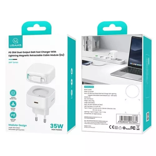 USAMS USB-C töltő adapter visszahúzható Lightning kábellel (csak -6958444907673 6 kép