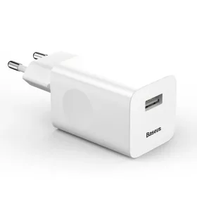   Baseus hálózati töltő, fali USB adapter 3.0 QC gyorstöltéssel fehér színben 24W