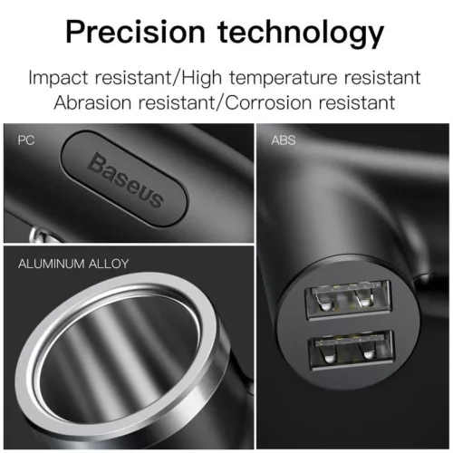 Baseus Y Type autós telefontöltő 2 USB aljzattal 3.4A fekete-6953156280250 3 kép
