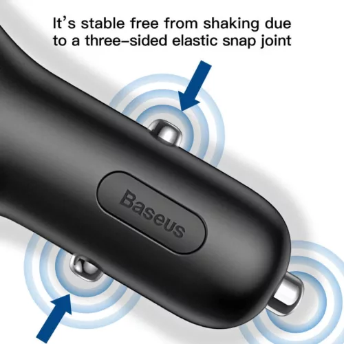 Baseus Y Type autós telefontöltő 2 USB aljzattal 3.4A fekete-6953156280250 5 kép