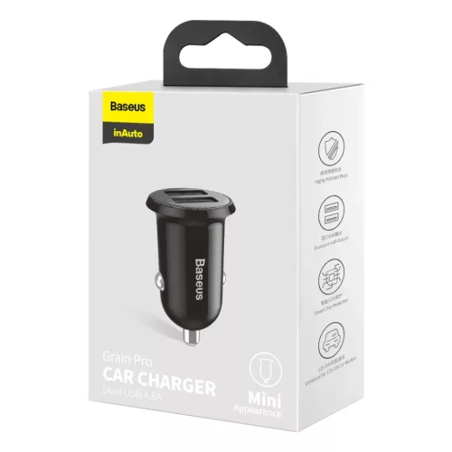 Baseus Grain Pro szivargyújtós autós univerzális töltő 2xUSB 4.8-6953156202009 7 kép