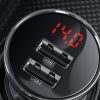 Baseus autós töltő, digitális kijelzővel 2xUSB 4.8A 24W szürke (-6953156215399 5 kép