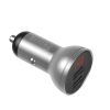 Baseus autós töltő, digitális kijelzővel 2xUSB 4.8A 24W ezüst (C-6953156215382 2 kép