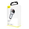 Baseus autós töltő, digitális kijelzővel 2xUSB 4.8A 24W ezüst (C-6953156215382 5 kép