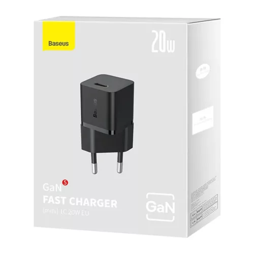 Baseus GaN5 mini USB-C hálózati töltő adapter 20W (fekete)-6932172625313 7 kép
