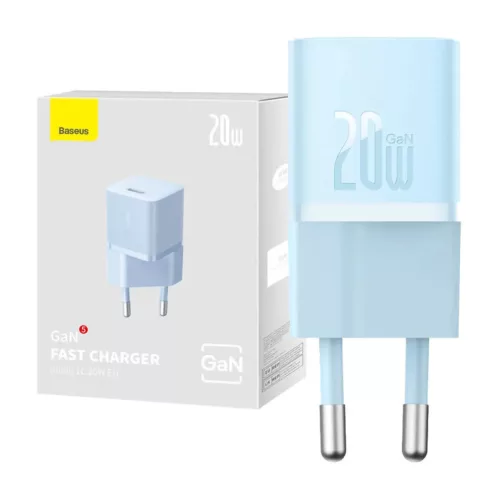 Baseus GaN5 mini USB-C hálózati töltő adapter 20W (kék)-6932172625337 5 kép
