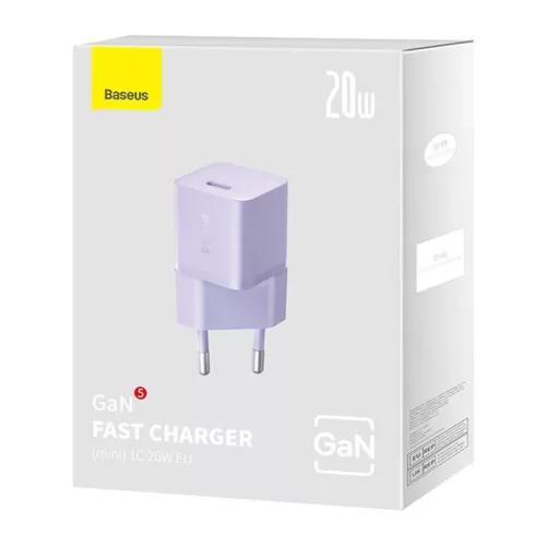 Baseus GaN5 mini USB-C hálózati töltő adapter 20W (lila)-6932172625344 7 kép