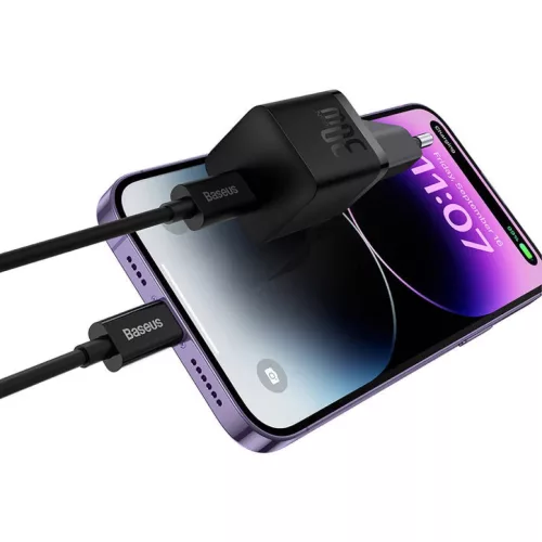 Baseus GaN5 mini USB-C hálózati töltő adapter 30W (fekete)-6932172624439 6 kép