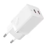  Baseus GaN5 hálózati töltő adapter 2x USB-C 40W (fehér)