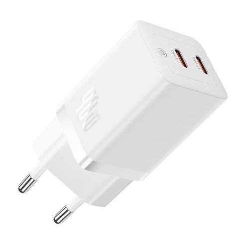  Baseus GaN5 hálózati töltő adapter 2x USB-C 40W (fehér)-6932172627911 1 kép