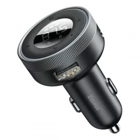   Baseus CCLH-01 2x USB szivargyújtós autós töltő és Bluetooth FM Transmitter fekete