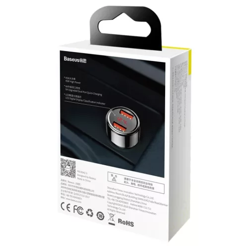 Baseus Magic Series Dual QC autós töltő kijelzővel 2x USB QC3.0 45-6953156293212 7 kép