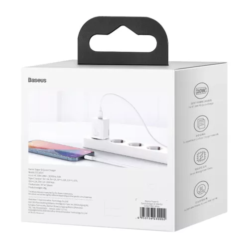 Baseus Super Si 1C Hálózati töltő adapter USB Type-C QC PD 20W 3A -6953156230002 6 kép