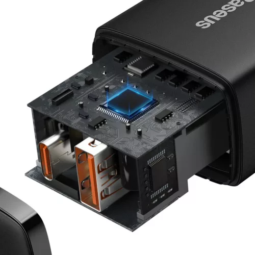 Baseus Compact hálózati töltő adapter USB Type-C / USB-A 20W 3A PD-6953156207233 5 kép