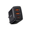 Baseus Compact fali töltő adapter 2xUSB + Type C PD 3.0 QC 3.0 30W 3A fekete