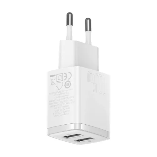 Baseus Compact hálózati töltő 2XUSB - 10.5W (CCXJ010202) fehér-6932172606916 4 kép