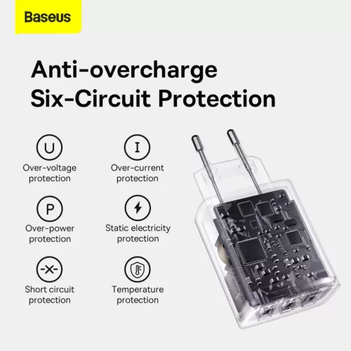 Baseus Compact hálózati töltő 3XUSB - 17W (CCXJ020101) fekete-6932172606961 10 kép
