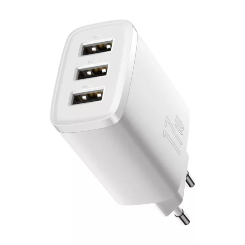 Baseus Compact hálózati töltő 3XUSB - 17W (CCXJ020102) fehér-6932172606978 4 kép