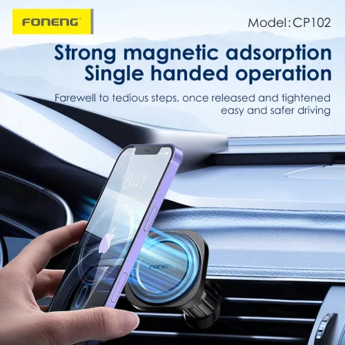 Foneng CP102 mágneses szellőzőre erősíthető telefontartó (Feket-6970462510093 5 kép
