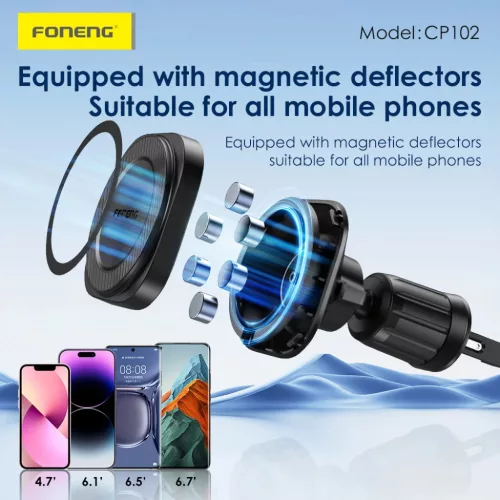 Foneng CP102 mágneses szellőzőre erősíthető telefontartó (Feket-6970462510093 7 kép