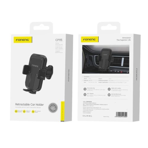 Szellőzőre erősíthető telefontartó Foneng CP115 (Fekete)-6970462510550 2 kép