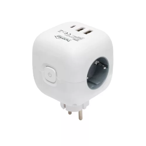 Home CUBE1 kocka elosztó USB töltővel, 3 aljzat gyermekvédelemmel,-5999084968533 2 kép