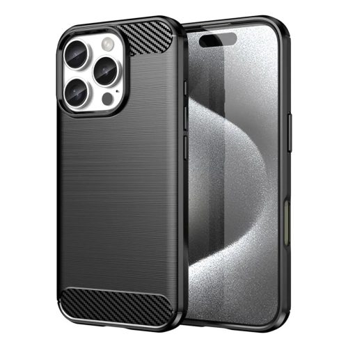 Carbon Case iPhone 16 Pro Max szilikon tok - Fekete tok-5907769364761 1 kép