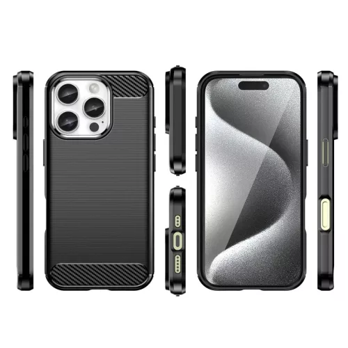 Carbon Case iPhone 16 Pro Max szilikon tok - Fekete tok-5907769364761 3 kép