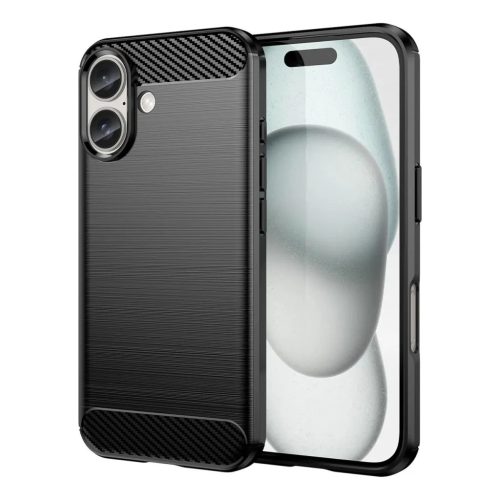 Carbon Case szilikon tok iPhone 16 - Fekete tok-5907769364730 1 kép