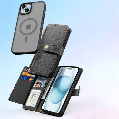 Dux Ducis Lawa bőr iPhone 15 tok - Fekete tok-6971824163094 3 kép