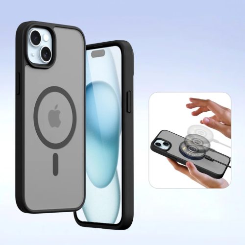 Dux Ducis Lawa bőr iPhone 15 tok - Fekete tok-6971824163094 6 kép