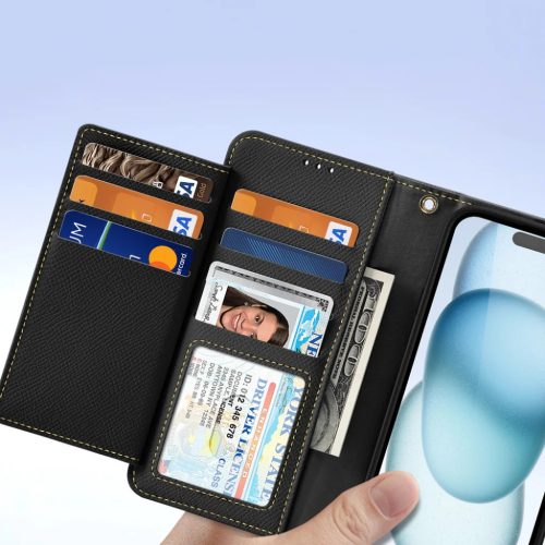 Dux Ducis Lawa bőr iPhone 15 tok - Fekete tok-6971824163094 7 kép