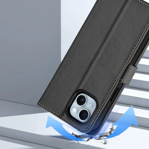 Dux Ducis Lawa bőr iPhone 15 tok - Fekete tok-6971824163094 10 kép