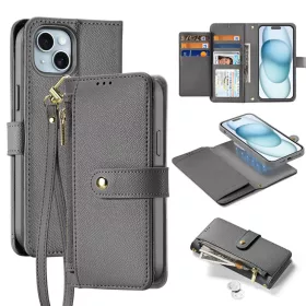 Dux Ducis Lawa bőr iPhone 15 tok - Szürke tok