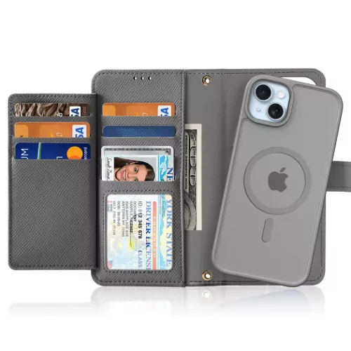 Dux Ducis Lawa bőr iPhone 15 tok - Szürke tok-6971824163100 2 kép