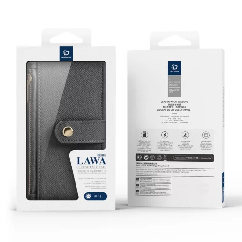 Dux Ducis Lawa bőr iPhone 15 tok - Szürke tok-6971824163100 3 kép
