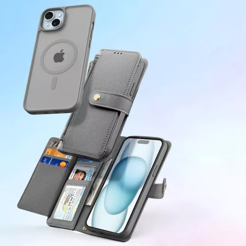 Dux Ducis Lawa bőr iPhone 15 tok - Szürke tok-6971824163100 4 kép