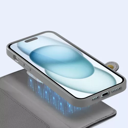 Dux Ducis Lawa bőr iPhone 15 tok - Szürke tok-6971824163100 6 kép