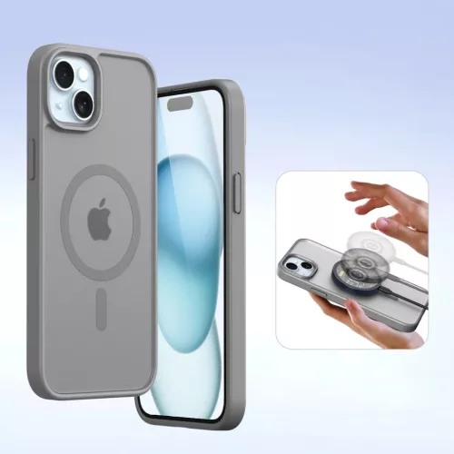 Dux Ducis Lawa bőr iPhone 15 tok - Szürke tok-6971824163100 7 kép