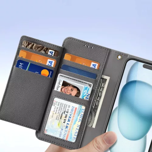 Dux Ducis Lawa bőr iPhone 15 tok - Szürke tok-6971824163100 8 kép