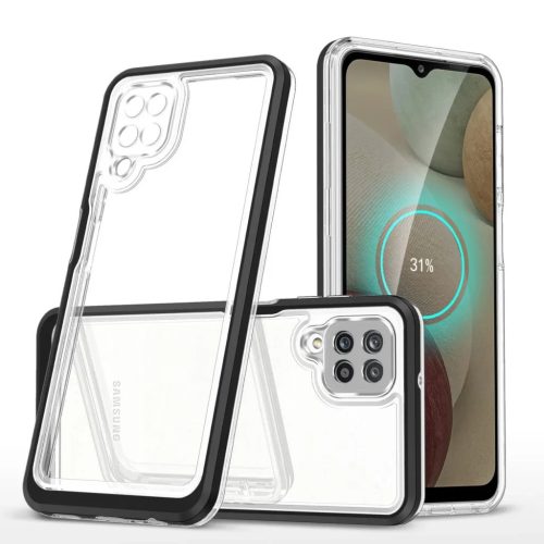 Átlátszó 3 az 1-ben tok Samsung Galaxy A22 4G Keret Gél Tok Fekete