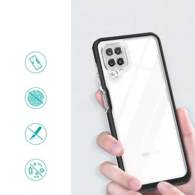 Átlátszó 3 az 1-ben tok Samsung Galaxy A22 4G Keret Gél Tok Fekete-9145576242636 2 kép