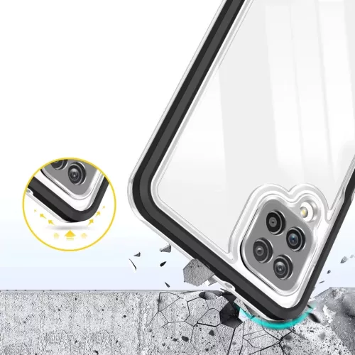 Átlátszó 3 az 1-ben tok Samsung Galaxy A22 4G Keret Gél Tok Fekete-9145576242636 6 kép
