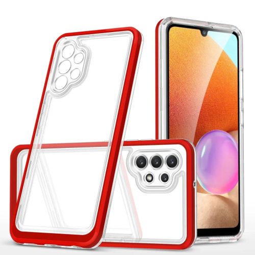 Clear 3in1 tok Samsung Galaxy A72 4G Frame Gel Cover Red-9145576242803 1 kép