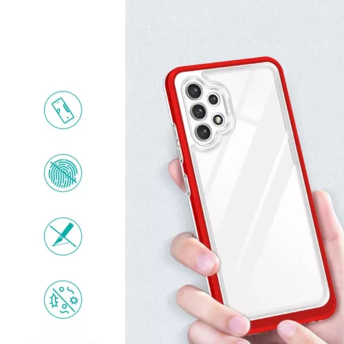 Clear 3in1 tok Samsung Galaxy A72 4G Frame Gel Cover Red-9145576242803 2 kép