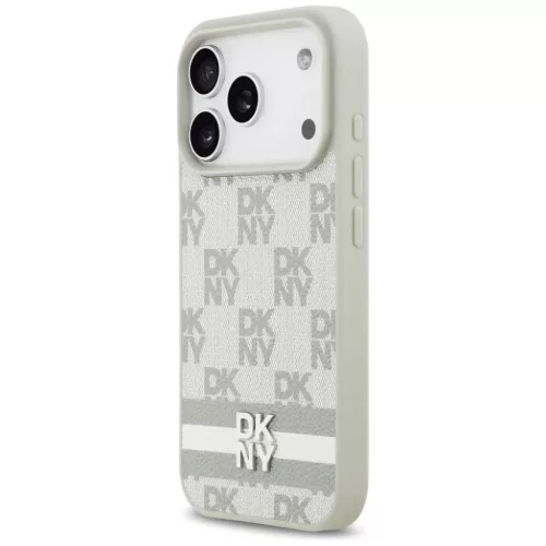  iPhone 17 Pro Bézs DKNY kockás mintás tok nyomtatott csíkokkal-3666339545772 2 kép