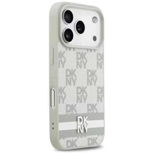  iPhone 17 Pro Bézs DKNY kockás mintás tok nyomtatott csíkokkal-3666339545772 4 kép